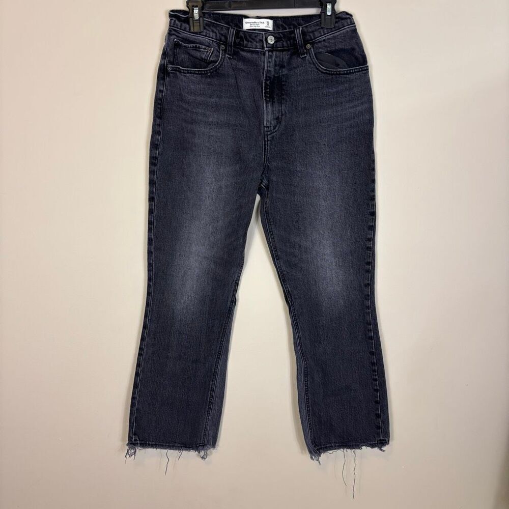 Abercrombie & Fitch The Kick Flare High Rise Black Jeans 30 Long Inseam